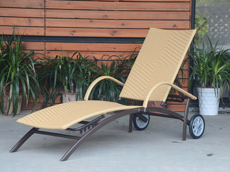 Lounge Rattan Allamuigh le dhá roth, Lounge Fíodóireachta RattAnm Alúmanam, Alúmanam Lae, YQ-RB-404A