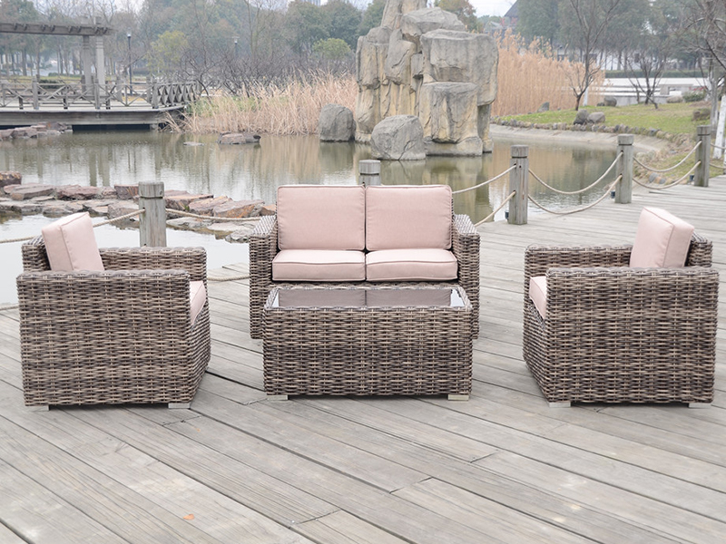 tolg fóillíochta lasmuigh, tolg rattan 4pcs, tolg fráma alúmanaim Rattan, YQR-396A