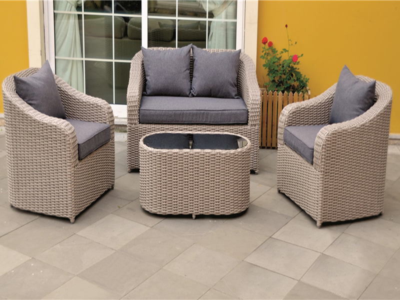 Socraigh SOFA Rattan, fráma alúmanaim, tacar tolg fite fite láimhe, YQR-408