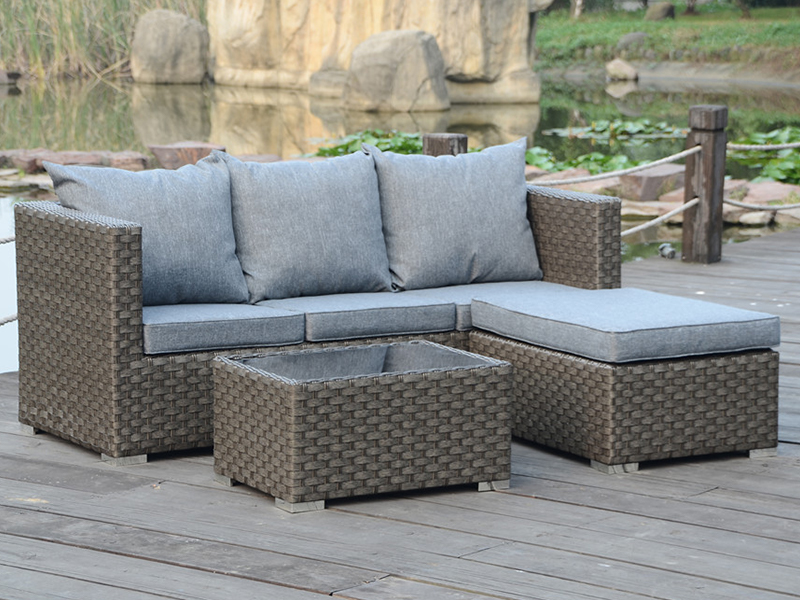 Socraigh tolg Simplí 3PC Rattan, Fráma Alúmanaim Troscán Allamuigh YQR-428